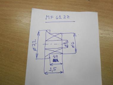 Kuličkové ložisko MF62 s flančí - 2x6(7,2)x2,5-10k