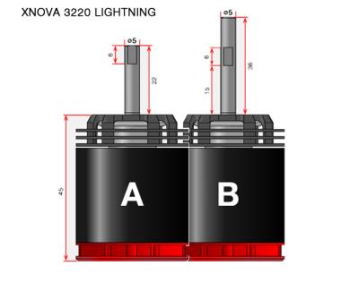 Xnova 3220-950kv Lighning-Shaft A-22 mm